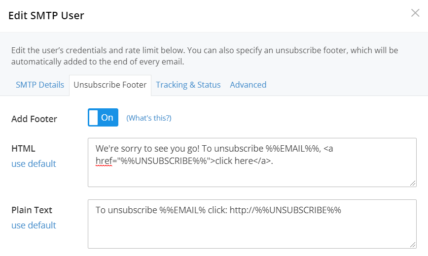 Unsubscribe Footer Smtp2go Support 